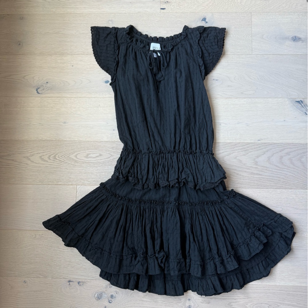 MISA Los Angeles Black Ruffled Dress